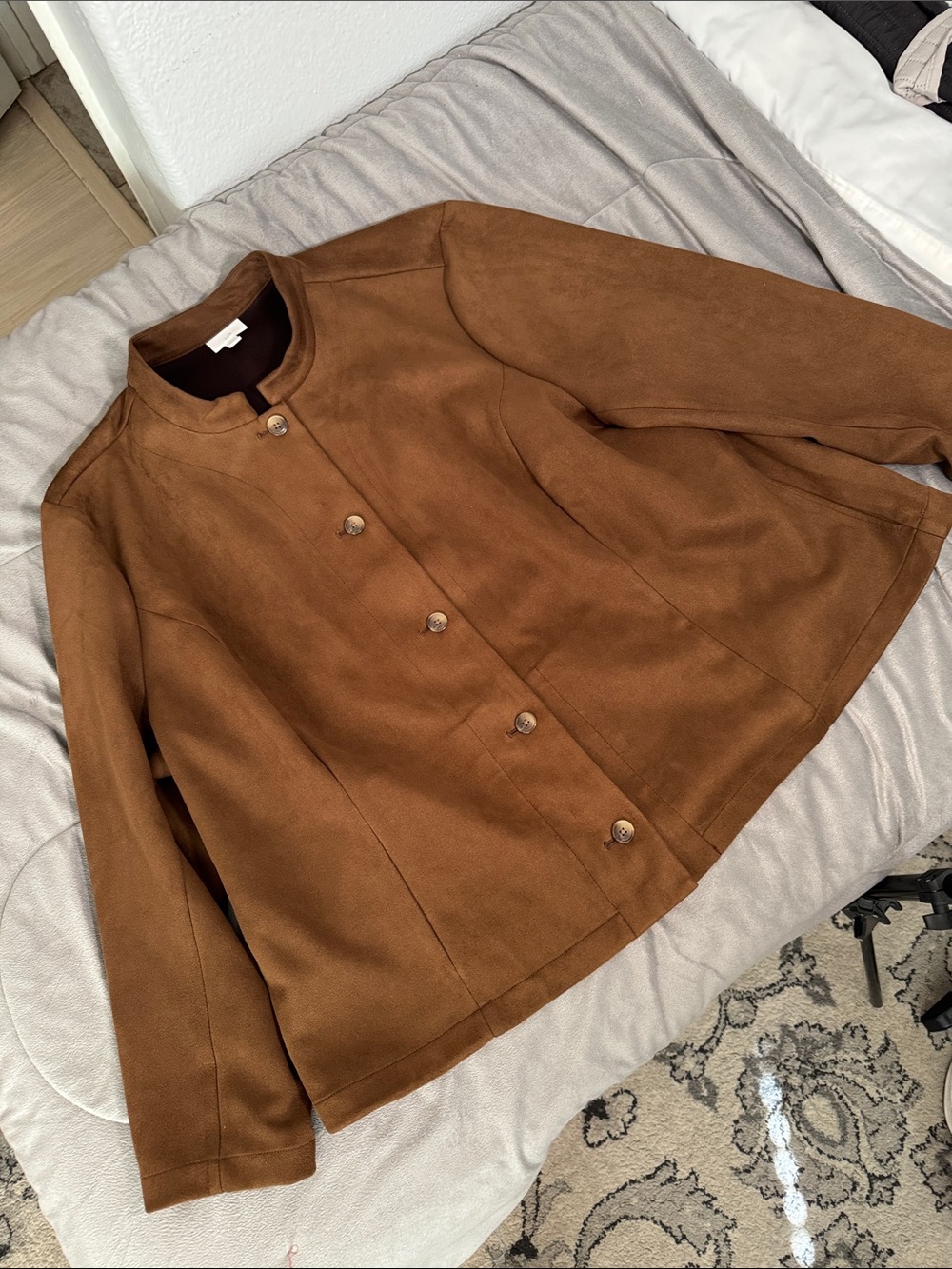 J. Jill womens Chestnut Brown Suede-Style Button front peacoat style Jacket 4X
